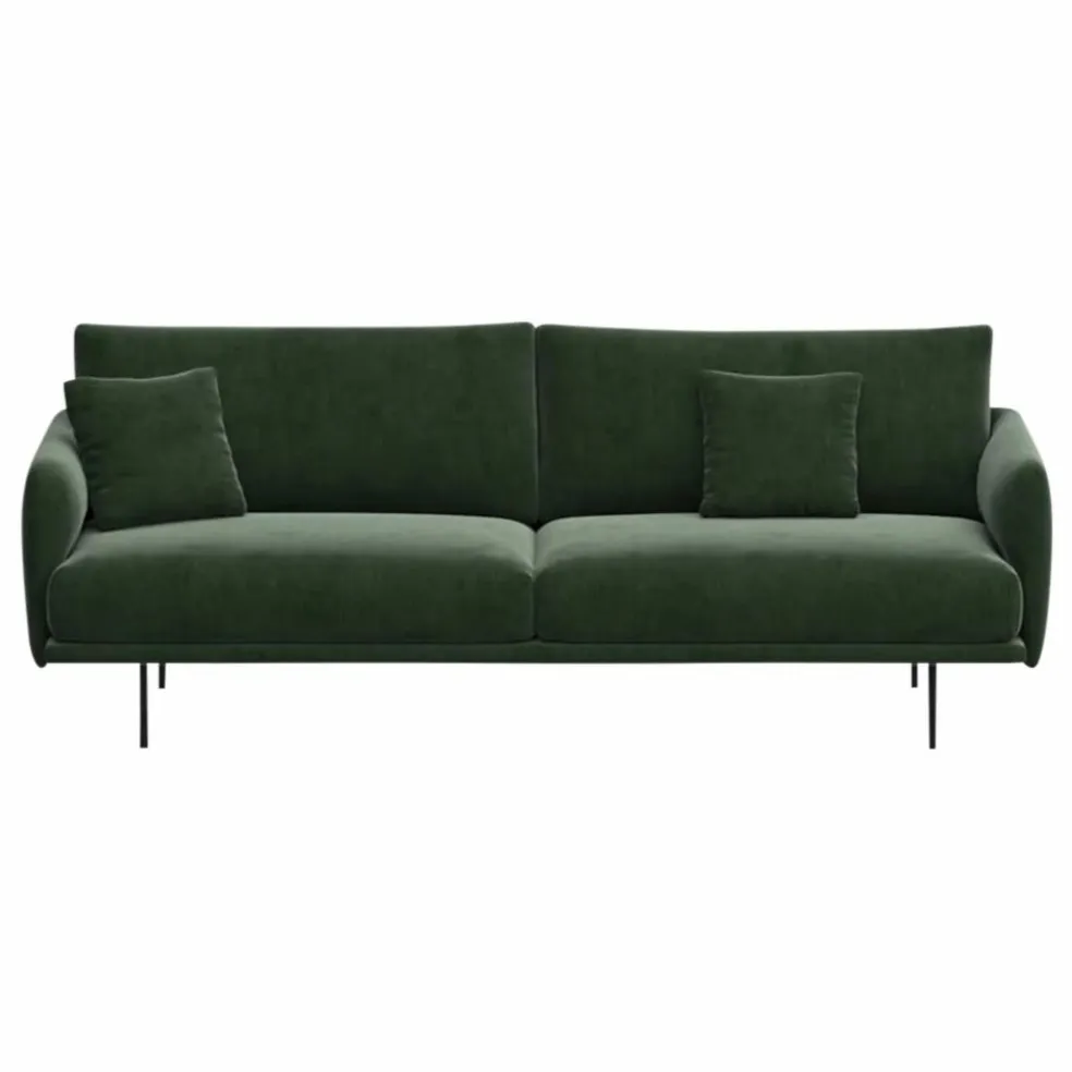 Canapé 3 places Isly en velours gratté - 205 cm | Vert kaki