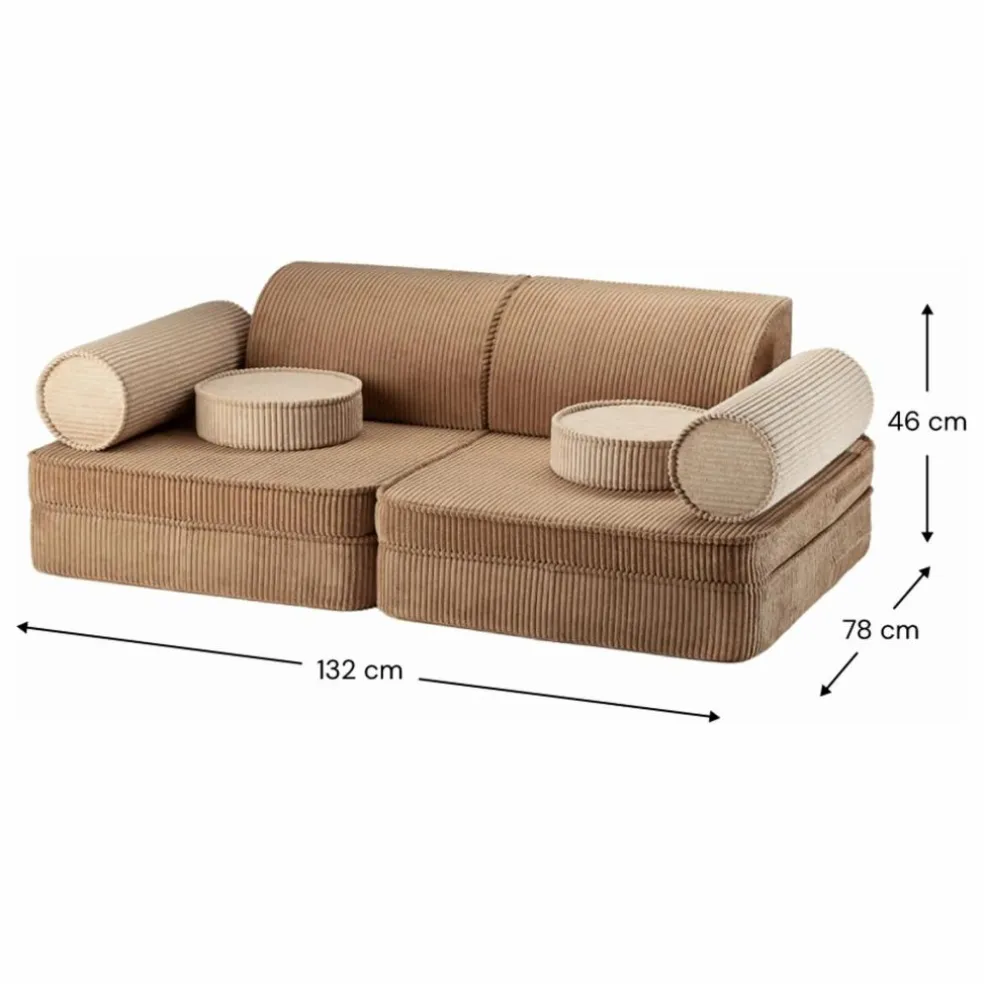 Canapé modulable en velours côtelé | Marron