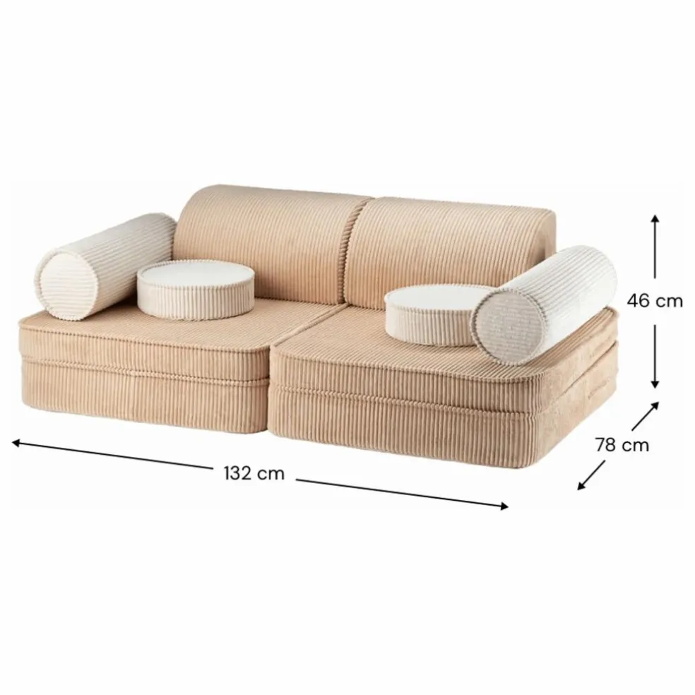 Canapé modulable en velours côtelé | Marron clair
