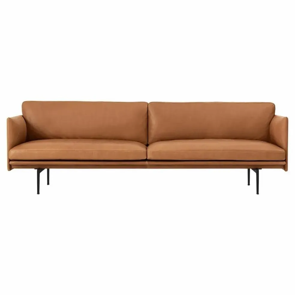 Canapé Outline en cuir 3 places | Cognac