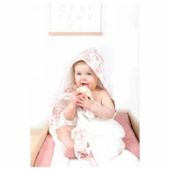 Cape de bain en éponge Toile de Jouy | Rose pêche
