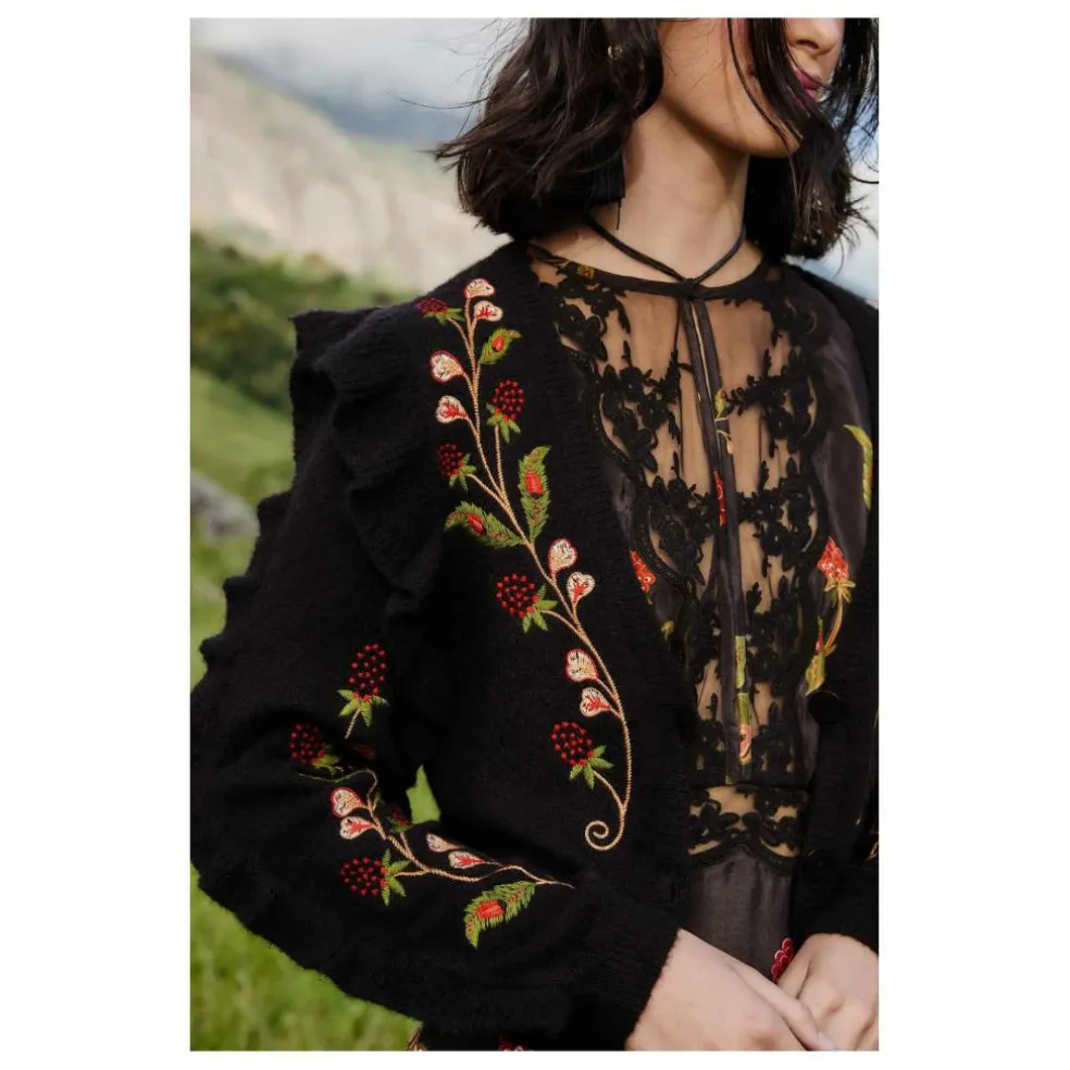 Cardigan Berry Brodé | Noir