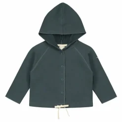 Cardigan Capuche Coton Bio | Bleu gris