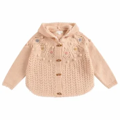 Cardigan Capuche Iona Laine | Rose pâle