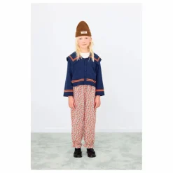 Cardigan Col Carré Rayé Laine | Bleu marine