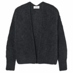 Cardigan Col Chale East Alpaga | Gris anthracite chiné