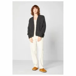 Cardigan Col Chale East Alpaga | Gris anthracite chiné