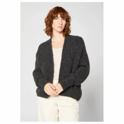 Cardigan Col Chale East Alpaga | Gris anthracite chiné