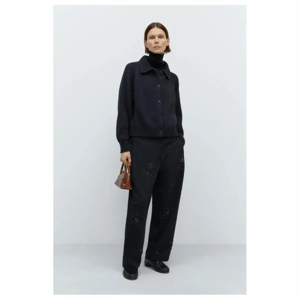 Cardigan Col Chemise Laine Mérinos Extra Fine | Gris anthracite