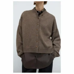 Cardigan Col Montant Laine Mérinos Extra Fine | Taupe