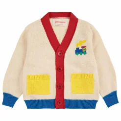 Cardigan Colorblock Train Coton Bio | Ecru