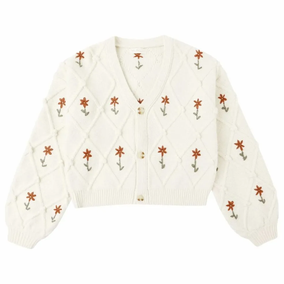 Cardigan Crop Winter Daisy Mini | Ecru