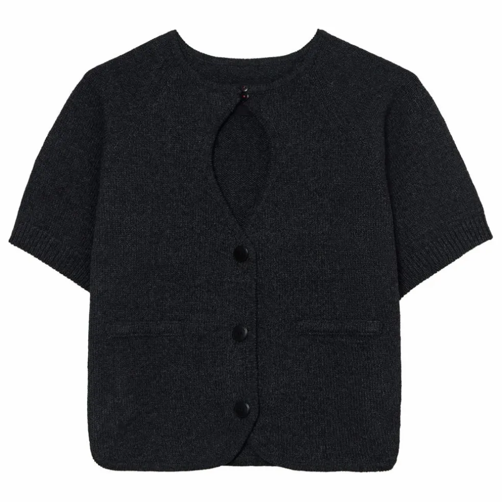 Cardigan Cut-Out Coton Recyclé | Gris anthracite