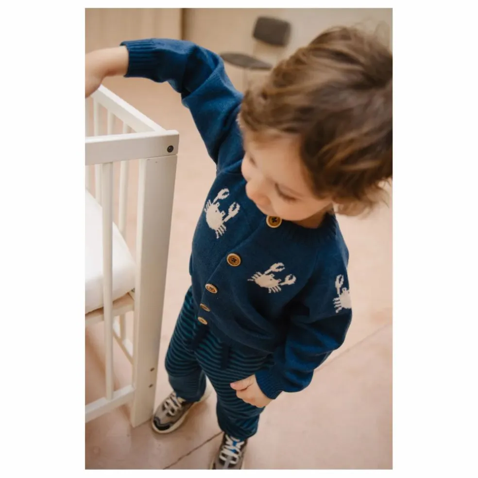Cardigan Dancing Crabs Mérinos | Bleu