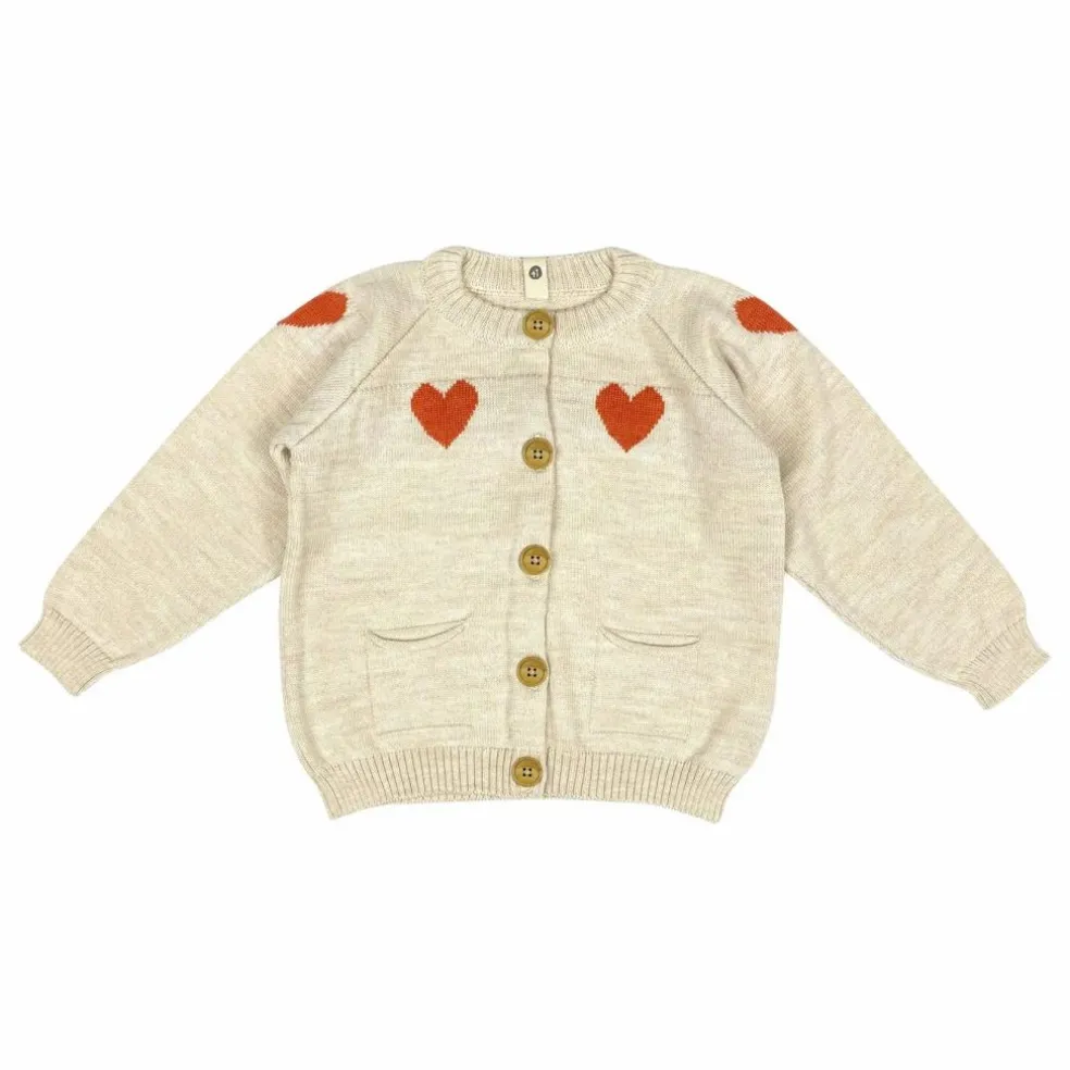 Cardigan Dancing Hearts Mérinos | Ecru