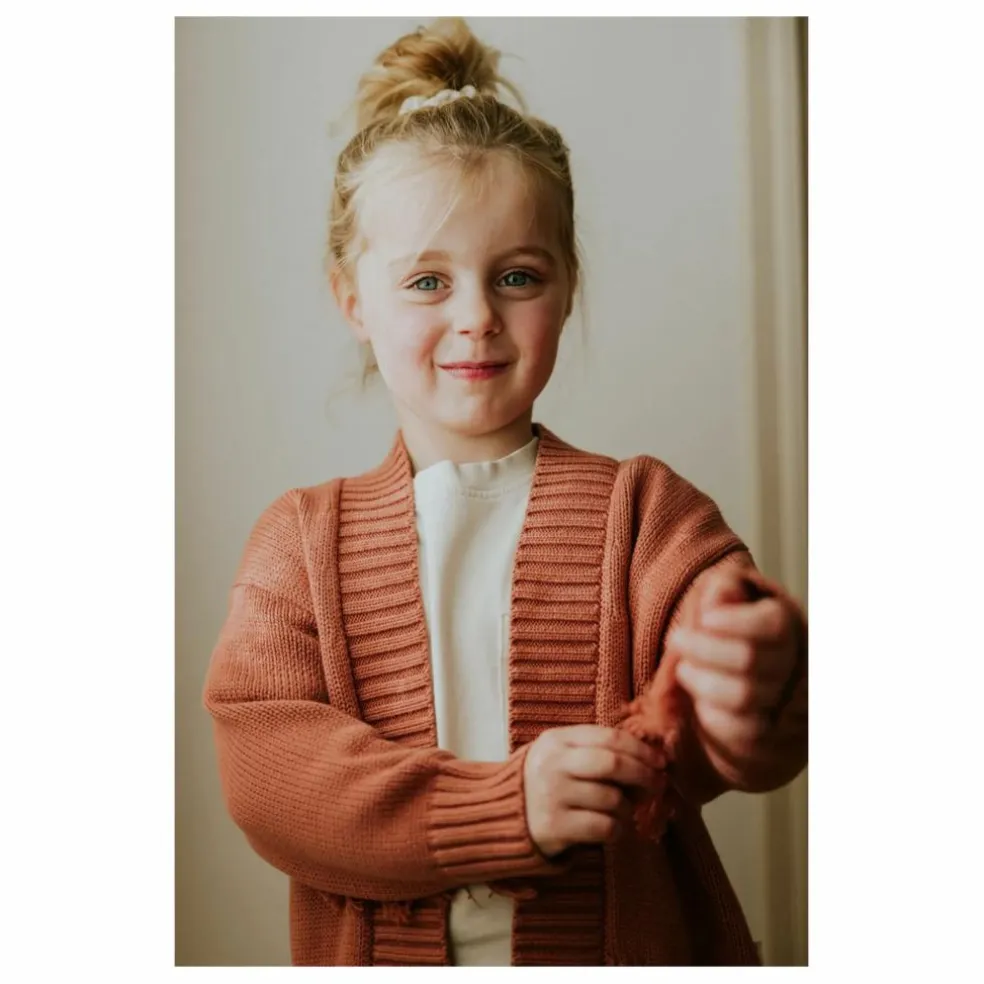 Cardigan Franges Coton Bio | Terracotta