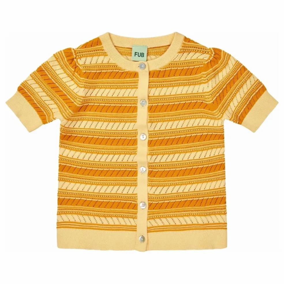Cardigan Manches Courtes Maille Extra Fine Coton Bio | Jaune pâle