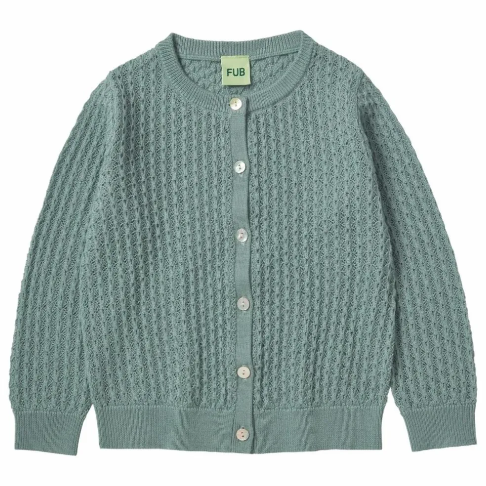 Cardigan Pointelle Maille Fine Laine Mérinos | Vert amande