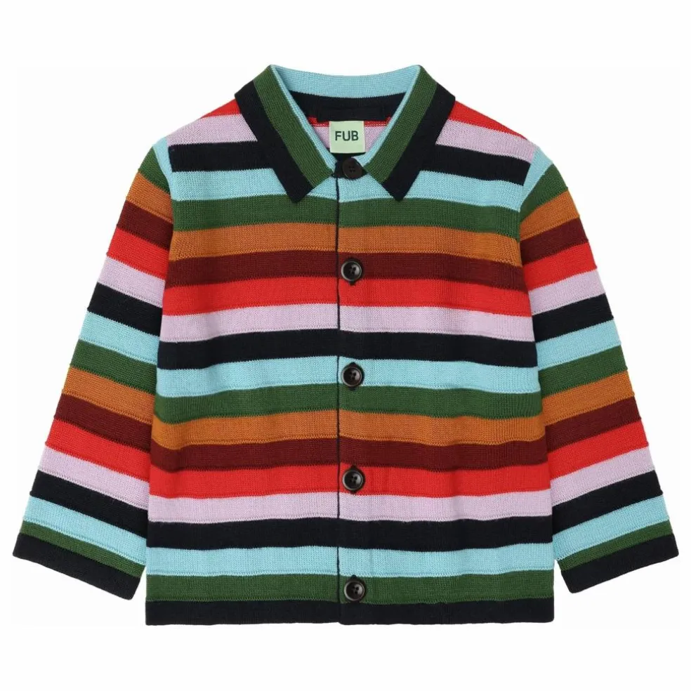 Cardigan Rayé Laine de Mérinos | Bleu marine