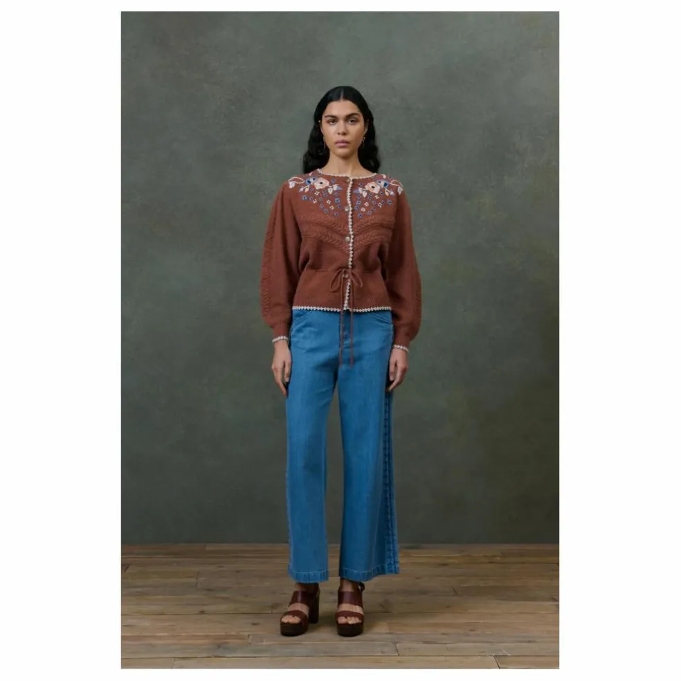 Cardigan Sandya Fibres Recyclées - Collection Femme | Marron