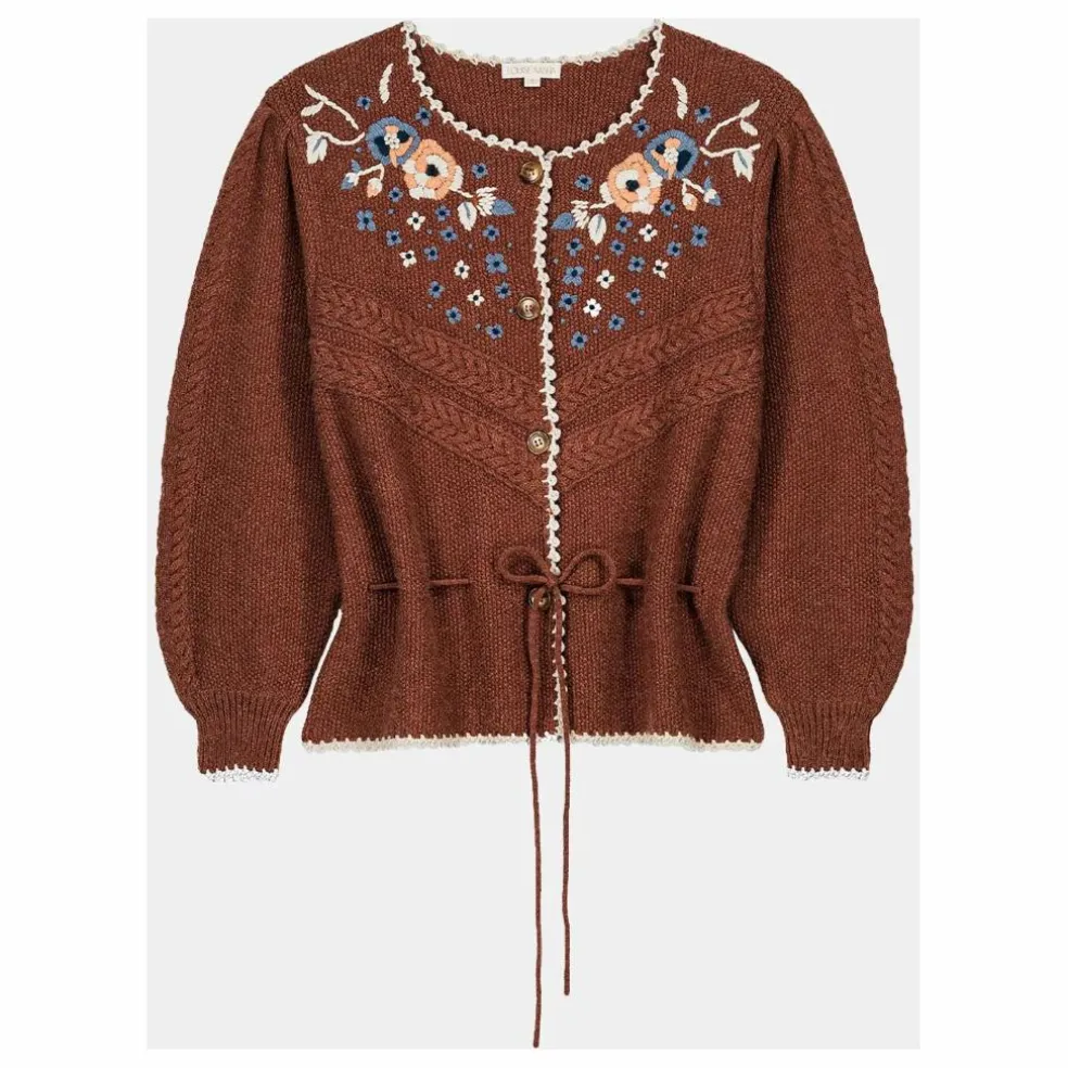 Cardigan Sandya Fibres Recyclées - Collection Femme | Marron