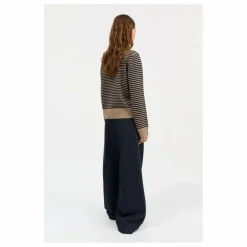 Cardigan Senna Rayé Laine Mérinos | Beige foncé