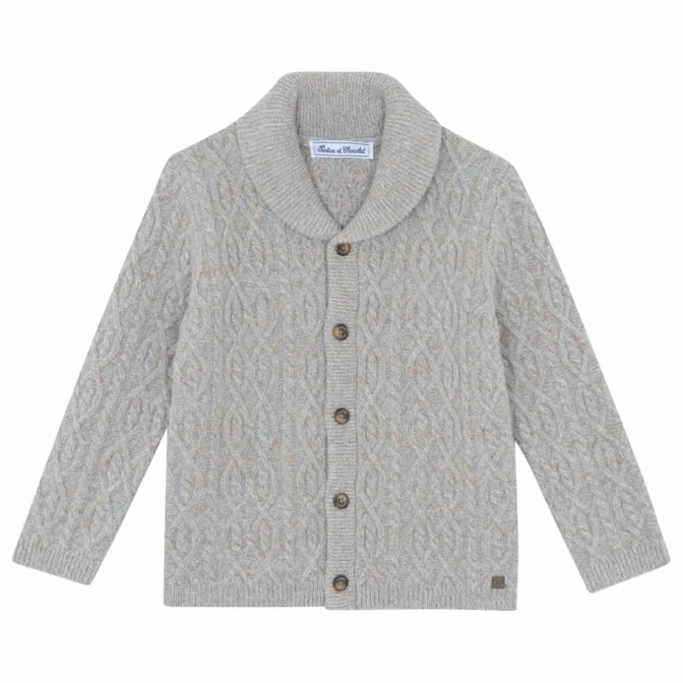Cardigan Torsades | Bleu gris