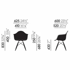 Chaise DAW - piétement érable - Charles & Ray Eames | Vert émeraude