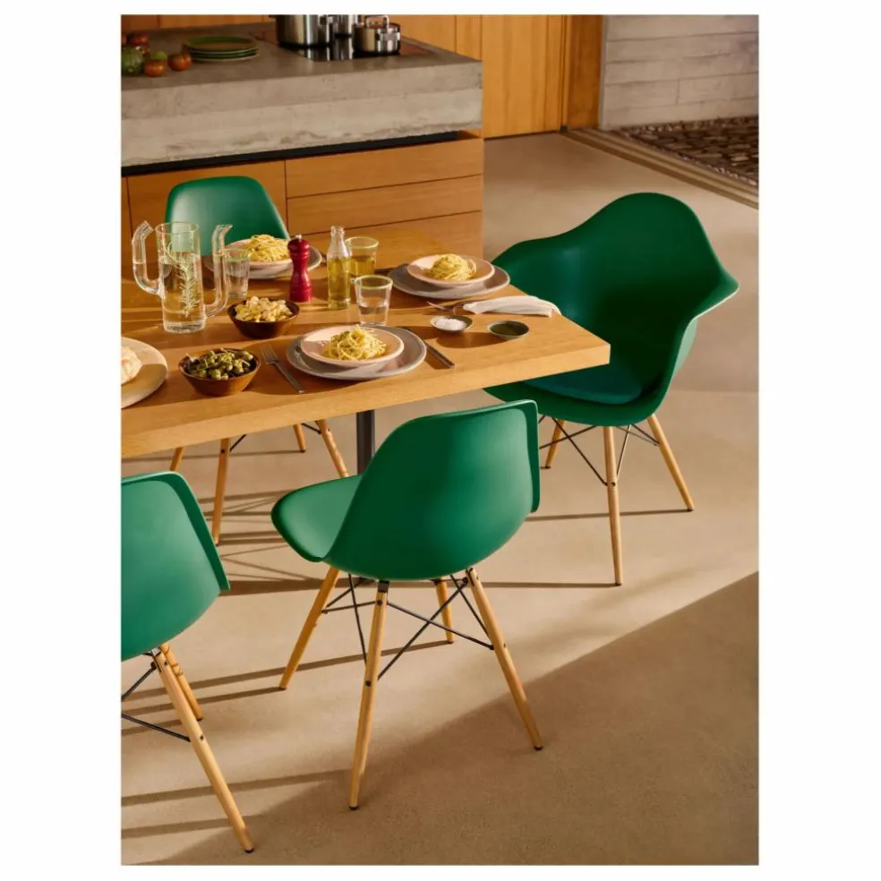 Chaise DAW - piétement érable - Charles & Ray Eames | Vert émeraude