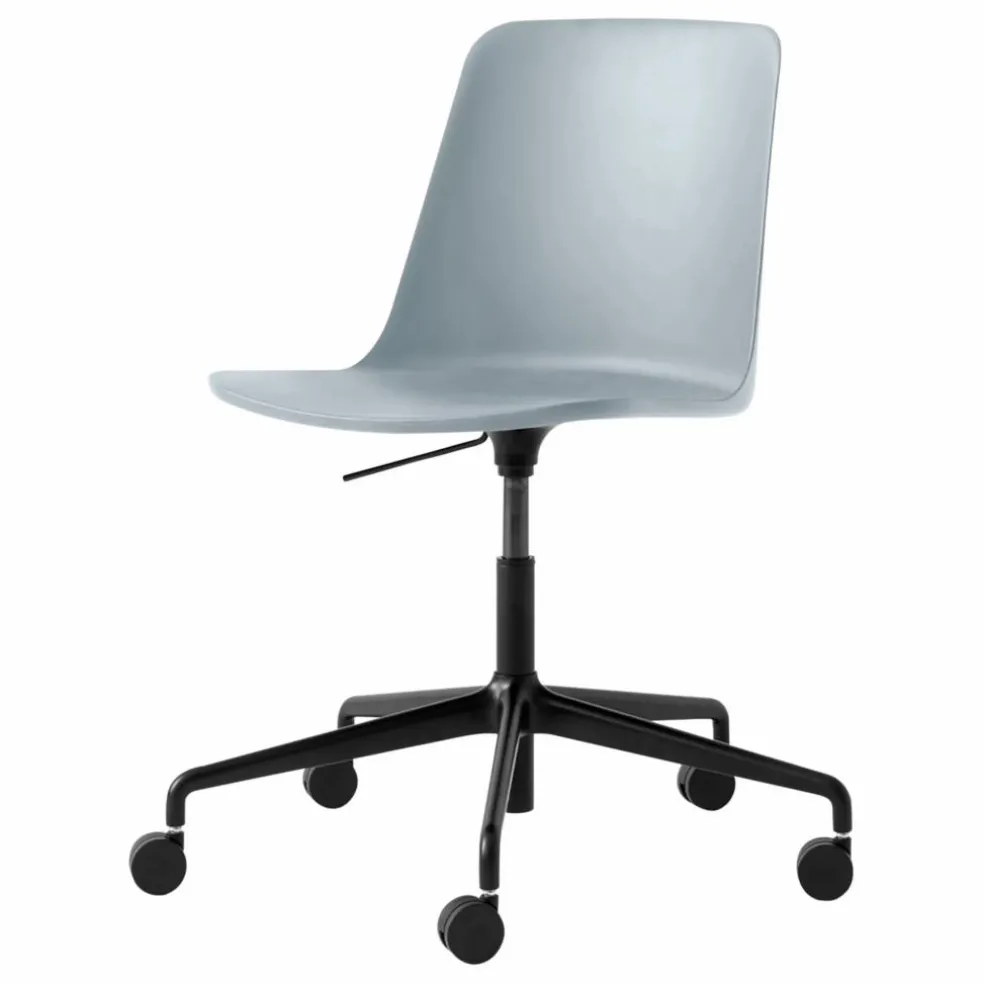 Chaise de bureau Rely HW28, piètement noir - Hee Weeling | Bleu gris