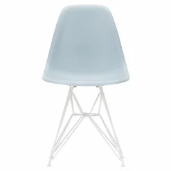 Chaise DSR Plastic - piètement blanc epoxy - Charles & Ray Eames | Gris bleuté