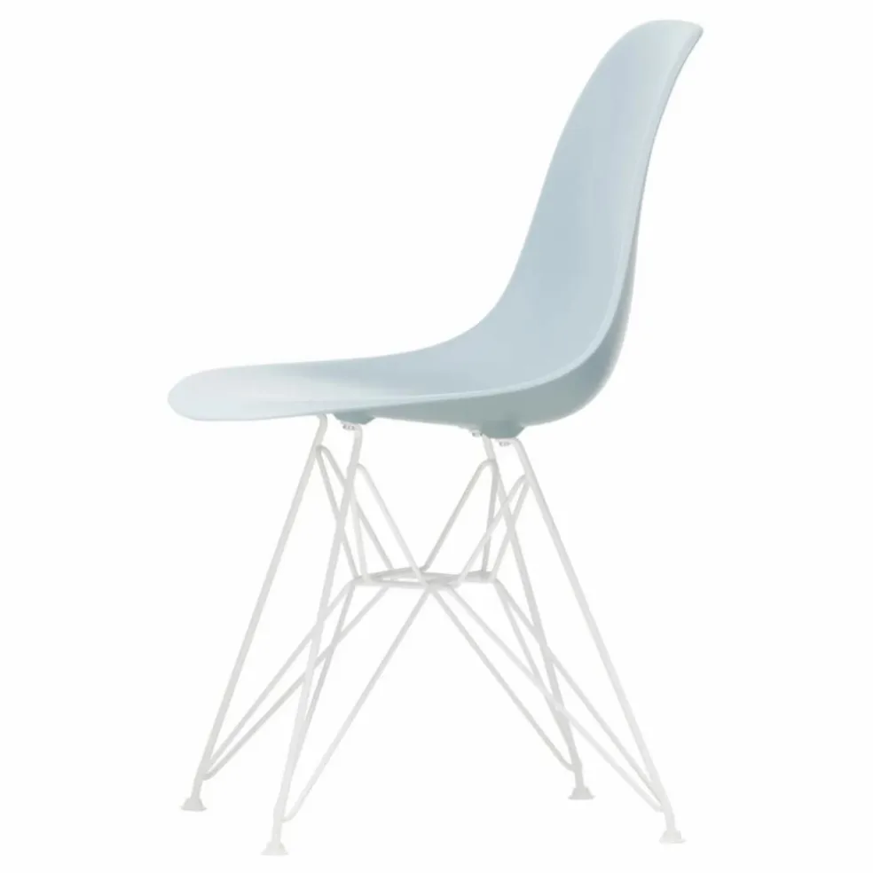 Chaise DSR Plastic - piètement blanc epoxy - Charles & Ray Eames | Gris bleuté