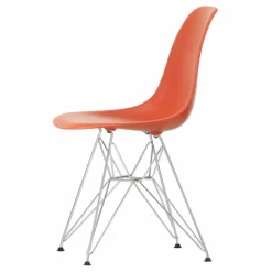 Chaise DSR Plastic - piètement Chromé - Charles & Ray Eames | Rouge coquelicot