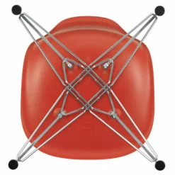 Chaise DSR Plastic - piètement Chromé - Charles & Ray Eames | Rouge coquelicot