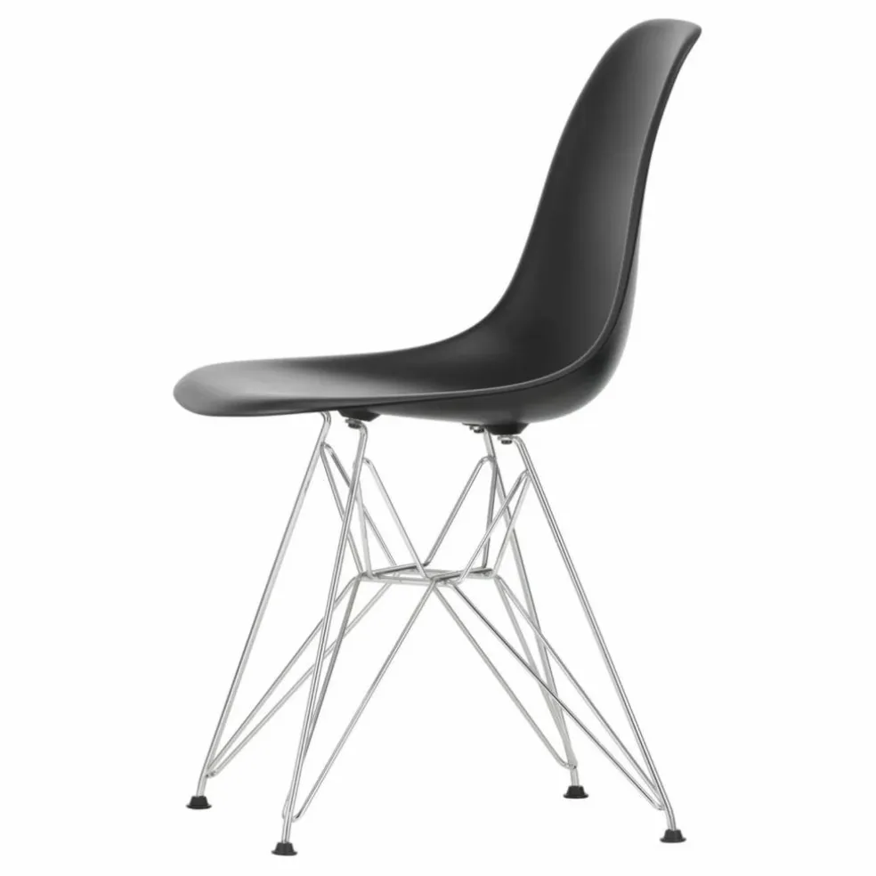 Chaise DSR Plastic - piètement Chromé - Charles & Ray Eames | Noir