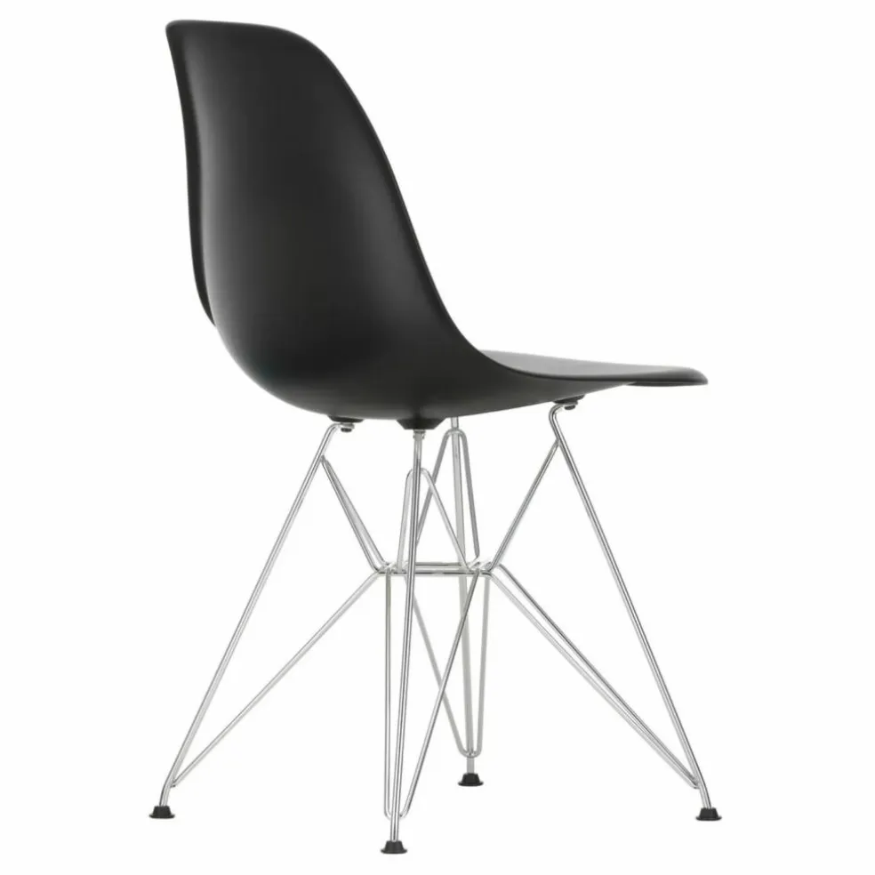 Chaise DSR Plastic - piètement Chromé - Charles & Ray Eames | Noir