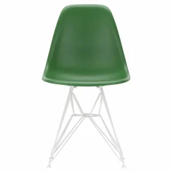 Chaise DSR Plastic - piètement blanc epoxy - Charles & Ray Eames | Vert émeraude