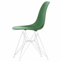 Chaise DSR Plastic - piètement blanc epoxy - Charles & Ray Eames | Vert émeraude
