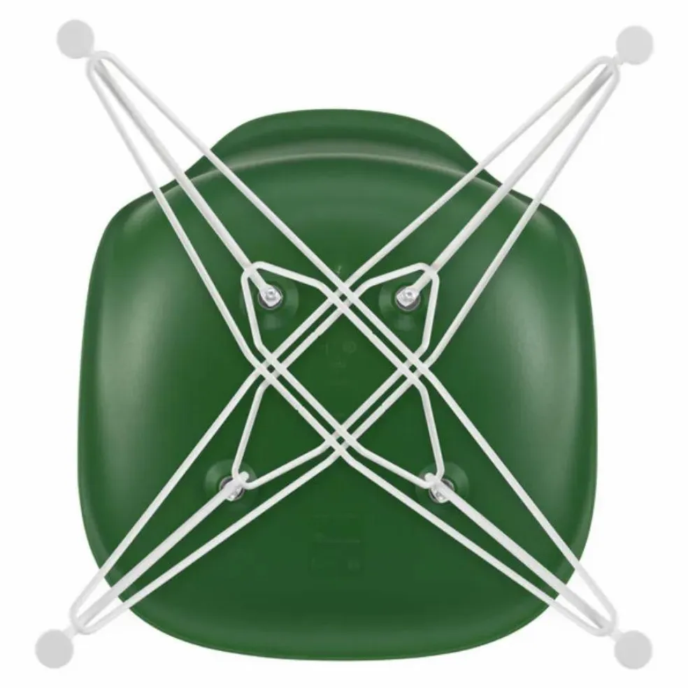 Chaise DSR Plastic - piètement blanc epoxy - Charles & Ray Eames | Vert émeraude