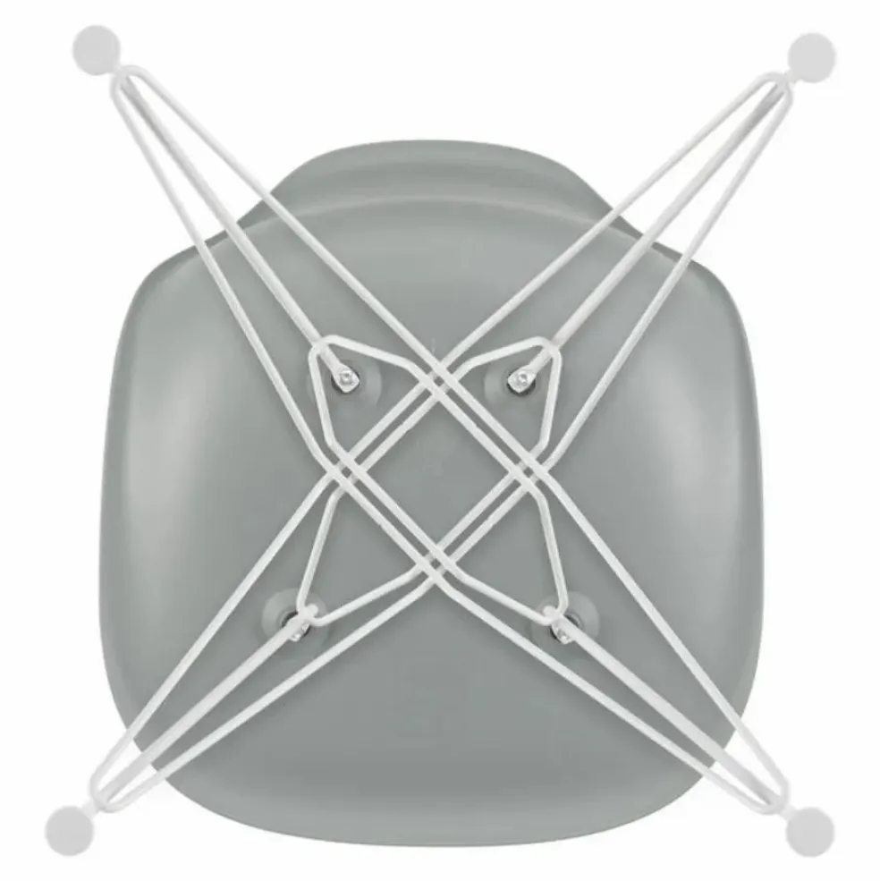Chaise DSR Plastic - piètement blanc epoxy - Charles & Ray Eames | Gris clair