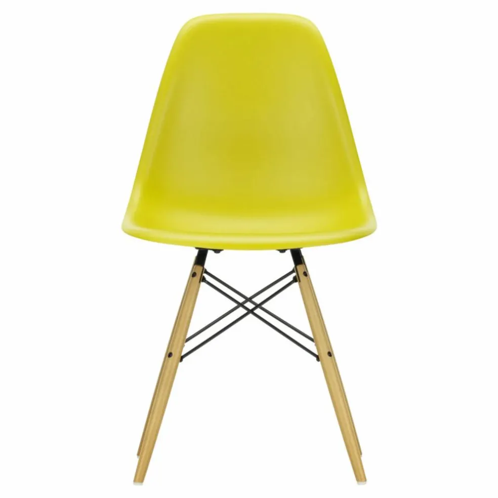 Chaise DSW plastic - piètement érable - Charles & Ray Eames | Jaune moutarde