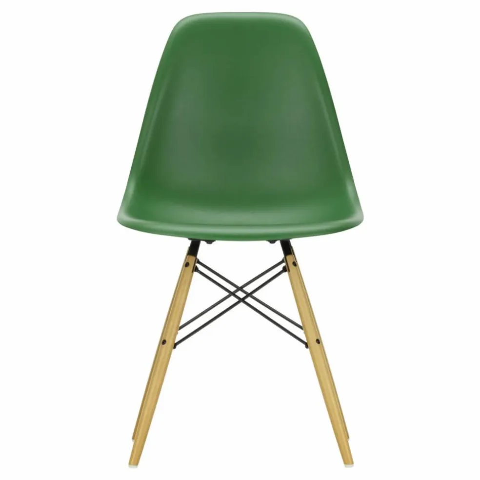 Chaise DSW plastic - piètement érable - Charles & Ray Eames | Vert émeraude