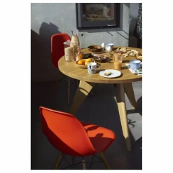 Chaise DSW plastic - piètement érable - Charles & Ray Eames | Rouge coquelicot