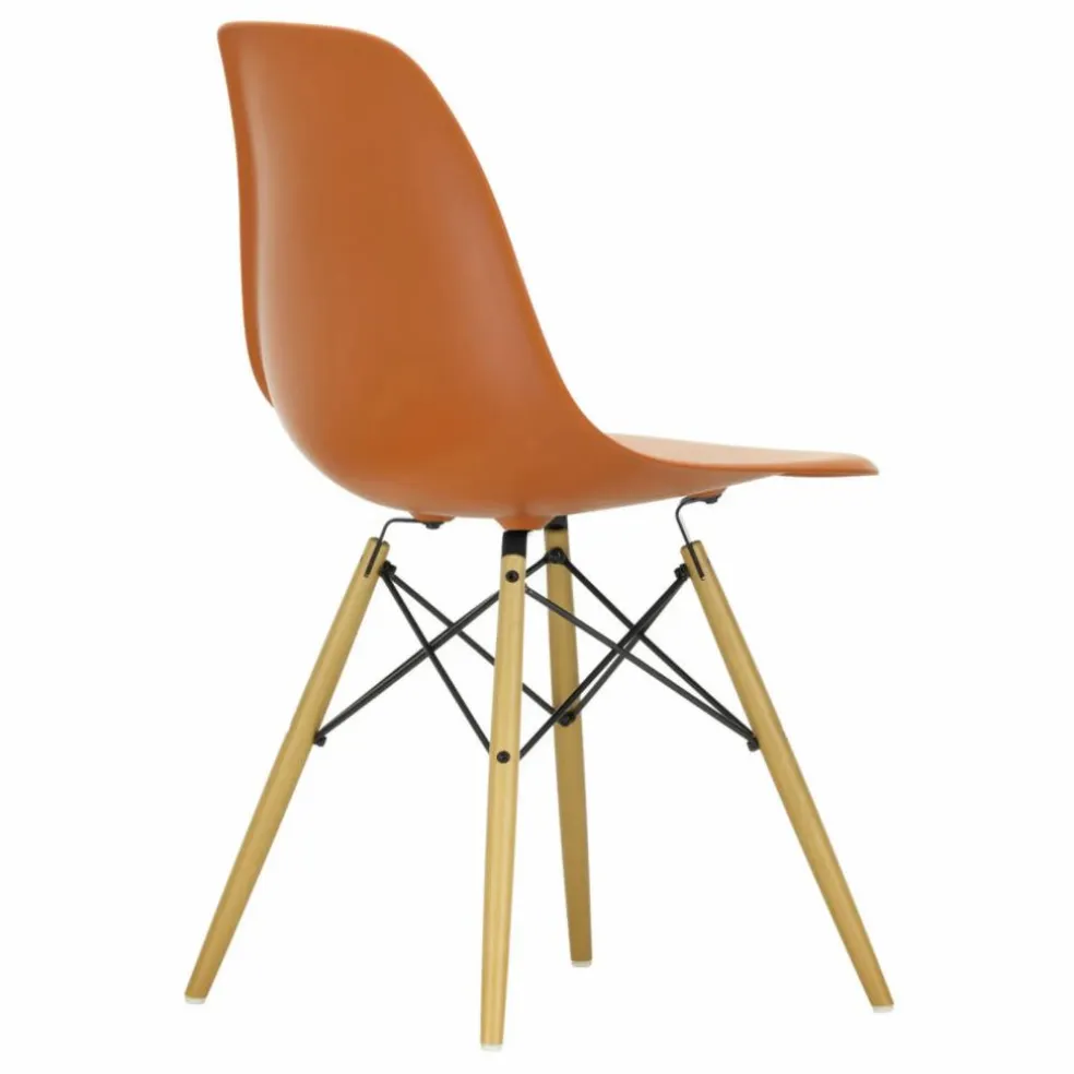Chaise DSW plastic - piètement érable - Charles & Ray Eames | Orange Rouille