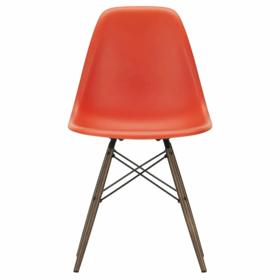 Chaise DSW plastic - piètement érable - Charles & Ray Eames | Rouge coquelicot