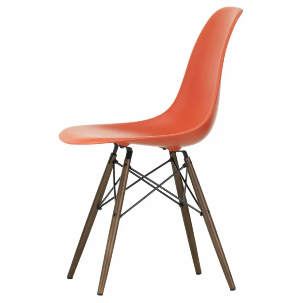 Chaise DSW plastic - piètement érable - Charles & Ray Eames | Rouge coquelicot