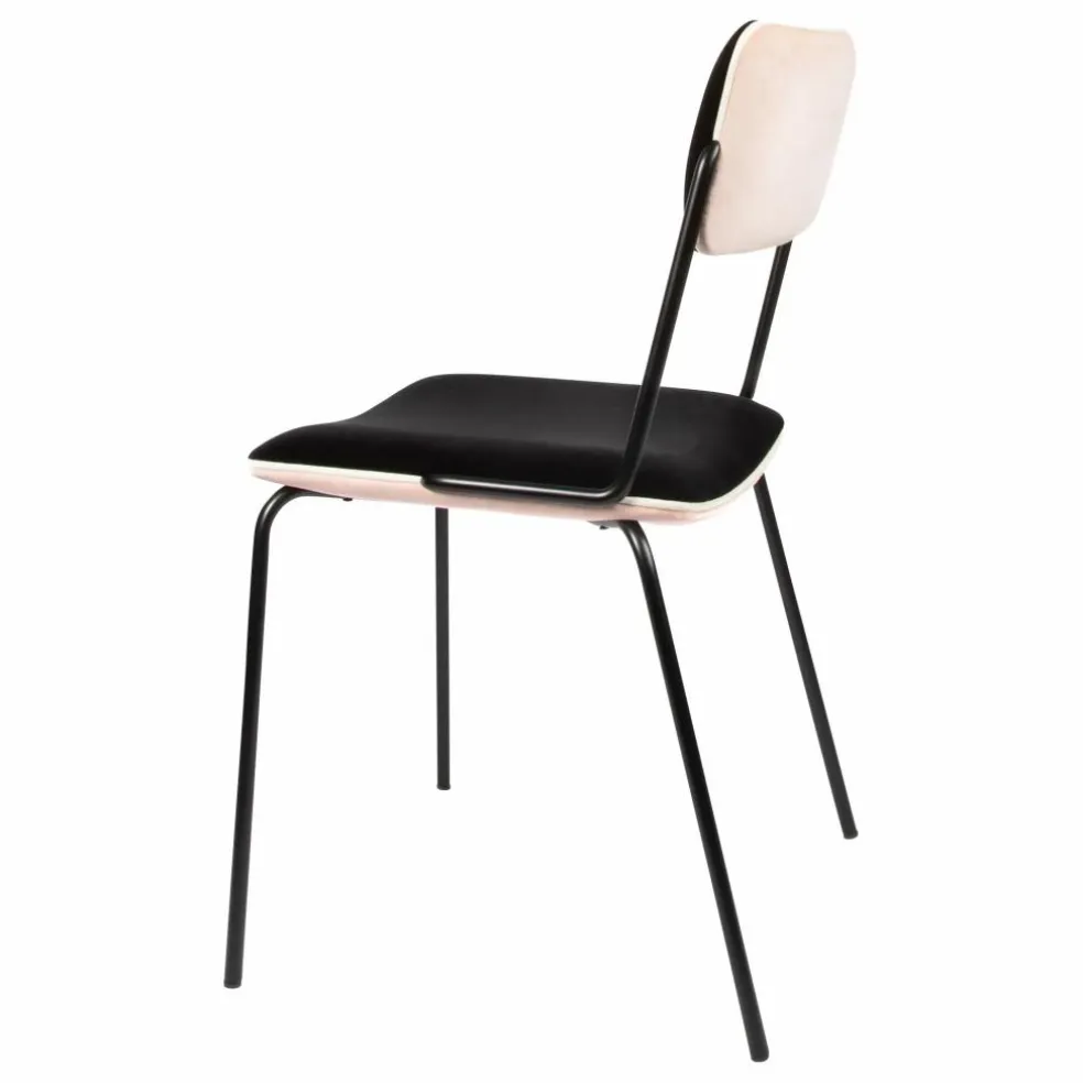 Chaise en velours Double-Jeu | Rose poudré