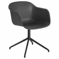Chaise Fiber avec accoudoirs en plastique recyclé | Noir
