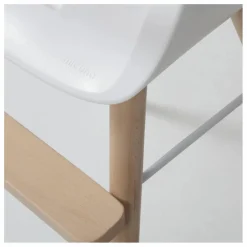 Chaise haute OVO LUXE ONE harnais en simili cuir beige | Blanc
