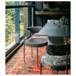 Chaise Libera en tissu rayé | Bleu nuit